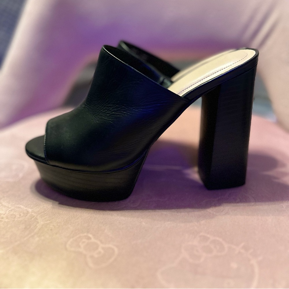 Aldo open toe thick black heels